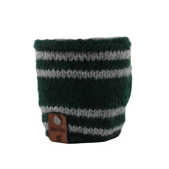 Handmade Hand Knit Harry Potter Hogwarts Slytherin House Wool Blend Mug Cozy - Picture 1 of 5